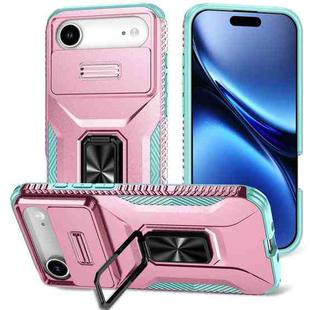 For iPhone 17 Air Sliding Camshield Holder Phone Case(Grey Green + Pink)