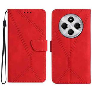 For Redmi 14C 4G Stitching Embossed Leather Phone Case(Red)