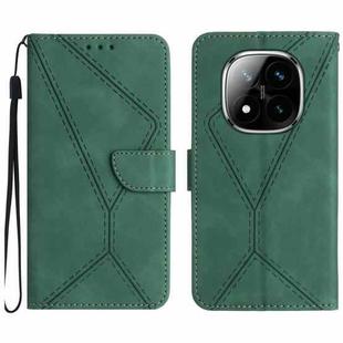 For Redmi Note 14 Pro+ 5G Stitching Embossed Leather Phone Case(Green)