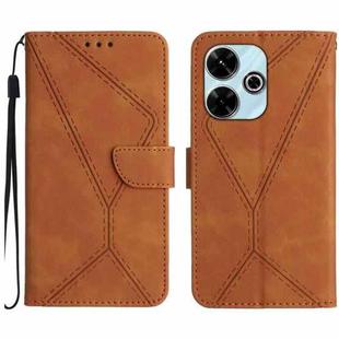 For Redmi 13x Stitching Embossed Leather Phone Case(Brown)
