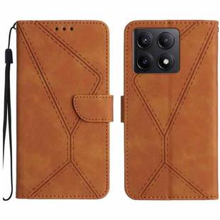 For Xiaomi 14T Pro 5G Global Stitching Embossed Leather Phone Case(Brown)