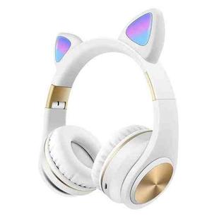 Cat Ears Bluetooth Wireless Headphones Gaming Headset with Light(White)