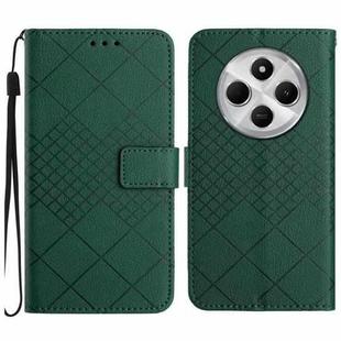 For Redmi 14C 4G Rhombic Grid Texture Leather Phone Case(Green)