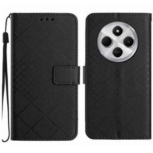 For Redmi 14C 4G Rhombic Grid Texture Leather Phone Case(Black)