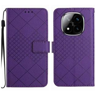 For Redmi Note 14 Pro+ 5G Rhombic Grid Texture Leather Phone Case(Purple)