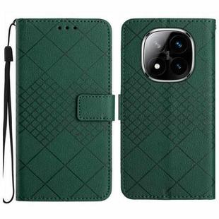For Redmi Note 14 Pro+ 5G Rhombic Grid Texture Leather Phone Case(Green)