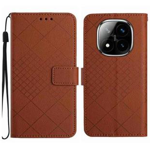 For Redmi Note 14 Pro+ 5G Rhombic Grid Texture Leather Phone Case(Brown)