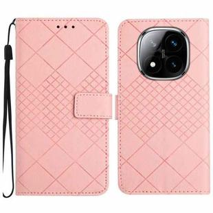 For Redmi Note 14 Pro+ 5G Rhombic Grid Texture Leather Phone Case(Pink)