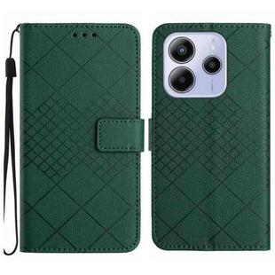 For Redmi Note 14 4G 164.84mm EU Version Rhombic Grid Texture Leather Phone Case(Green)