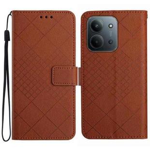 For Redmi 15C 4G 171.5mm / Poco C85 4G Rhombic Grid Texture Leather Phone Case(Brown)