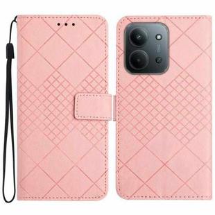 For Redmi 15C 4G 171.5mm / Poco C85 4G Rhombic Grid Texture Leather Phone Case(Pink)