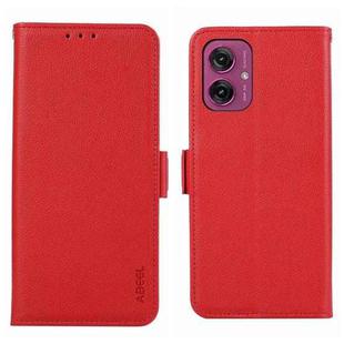 For Motorola Moto G55 5G ABEEL Side-Magnetic Litchi Pattern Leather RFID Phone Case(Red)