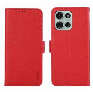 For Motorola Moto G75 5G ABEEL Side-Magnetic Litchi Pattern Leather RFID Phone Case(Red)