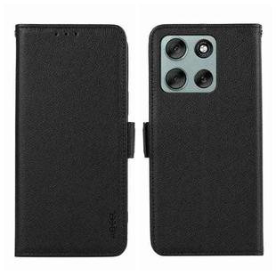 For Motorola Moto G86 5G ABEEL Side-Magnetic Litchi Pattern Leather RFID Phone Case(Black)