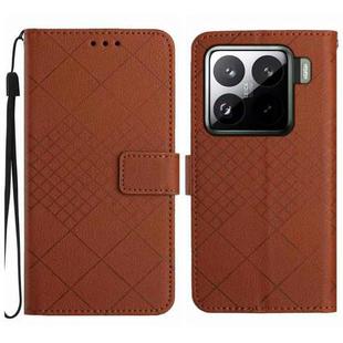 For Xiaomi 15 Rhombic Grid Texture Leather Phone Case(Brown)