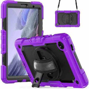 For Samsung Galaxy Tab A7 Lite T220 Silicone Hybrid PC Tablet Case with Shoulder Strap(Purple)