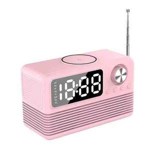 BT509 LED Bluetooth 5.3 Speaker Alarm Clock Music Display Radio(Pink)