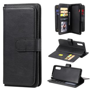 For Sony Xperia L4 Multifunctional Magnetic Copper Buckle Horizontal Flip Solid Color Leather Case with 10 Card Slots & Wallet & Holder & Photo Frame(Black)