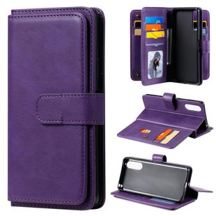 For Sony Xpeira 10 II Multifunctional Magnetic Copper Buckle Horizontal Flip Solid Color Leather Case with 10 Card Slots & Wallet & Holder & Photo Frame(Purple)