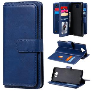 For Sony Xpeira 8 Multifunctional Magnetic Copper Buckle Horizontal Flip Solid Color Leather Case with 10 Card Slots & Wallet & Holder & Photo Frame(Navy Blue)