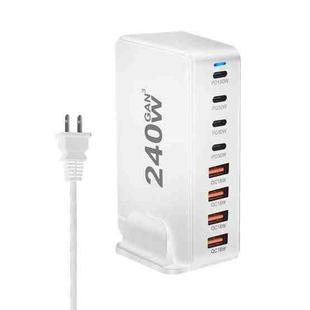 YMS-858 GaN 240W USB x 4, USB-C / Type-C x 4 Fast Charger, Plug Type:US Plug(White)