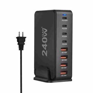 YMS-858 GaN 240W USB x 4, USB-C / Type-C x 4 Fast Charger, Plug Type:US Plug(Black)