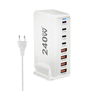 YMS-858 GaN 240W USB x 4, USB-C / Type-C x 4 Fast Charger, Plug Type:EU Plug(White)