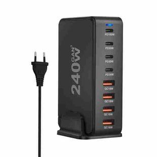 YMS-858 GaN 240W USB x 4, USB-C / Type-C x 4 Fast Charger, Plug Type:EU Plug(Black)