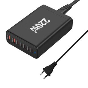 5C2A-220W GaN 220W USB x 2, USB-C / Type-C x 5 Fast Charger, Plug Type:EU Plug(Black)