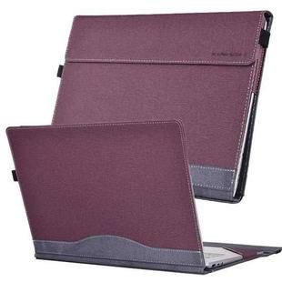 For MicroSoft Surface Laptop 7 13.8 inch Cloth Texture Laptop Leather Protective Case(Wine Red)