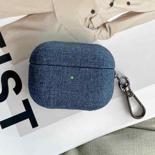 For AirPods Pro 2 Fine Cloth Texture Earbuds Box PC Case with Hook(Blue)