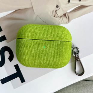 For AirPods 3 Fine Cloth Texture Earbuds Box PC Case with Hook(Green)