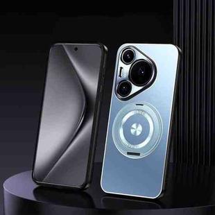 For Huawei Pura 80 Pro 5G Rotating Holder Frosted Metal Phone Case(Blue)