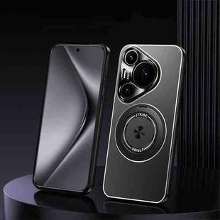 For Huawei Pura 80 Ultra 5G Rotating Holder Frosted Metal Phone Case(Black)