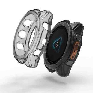 For Garmin Fenix 8 AMOLED 43mm Half Pack Hollow TPU Watch Protective Case(Transparent Black)