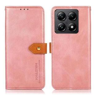 For Xiaomi 14T KHAZNEH Cowhide Texture Flip Leather Phone Case(Rose Gold)