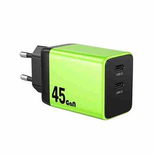 WK WP-U33 45W USB-C / Type-Cx2 GaN Fast Charger, Plug Type:EU Plug(Green)