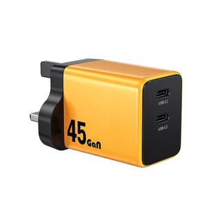 WK WP-U33 45W USB-C / Type-Cx2 GaN Fast Charger, Plug Type:UK Plug(Yellow)