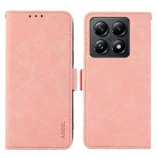 For Xiaomi 14T Pro ABEEL Frosted Magnetic RFID Leather Phone Case(Pink)