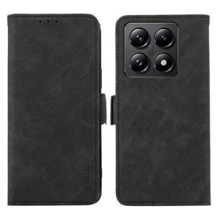 For Xiaomi 14T Pro ABEEL Frosted Magnetic RFID Leather Phone Case(Black)