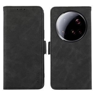 For Xiaomi 15 Ultra ABEEL Frosted Magnetic RFID Leather Phone Case(Black)