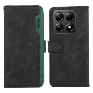 For Xiaomi 14T Pro ABEEL Color Block Magnetic RFID Leather Phone Case(Black-Green)