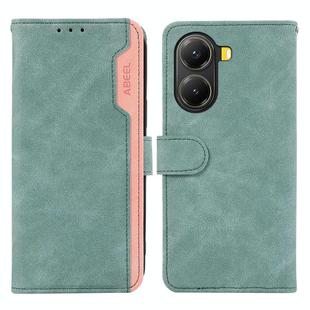 For Xiaomi Poco X7 Pro ABEEL Color Block Magnetic RFID Leather Phone Case(Cyan-Pink)