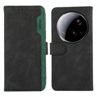 For Xiaomi 15 Ultra ABEEL Color Block Magnetic RFID Leather Phone Case(Black-Green)
