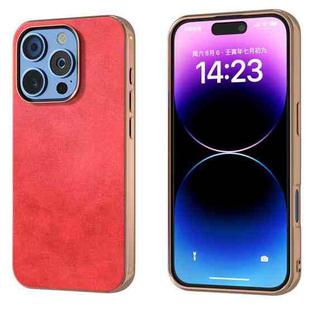 For iPhone 16 Pro Nano Electroplating Dual Color Cowhide Texture Protective Phone Case(Red)