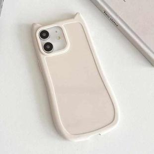 For iPhone 11 Frosted Solid Color Cat Head TPU Phone Case(White)
