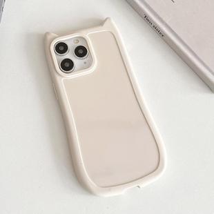 For iPhone 11 Pro Frosted Solid Color Cat Head TPU Phone Case(White)