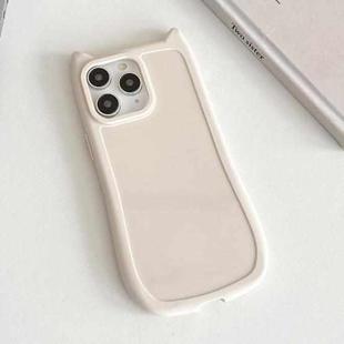 For iPhone 11 Pro Max Frosted Solid Color Cat Head TPU Phone Case(White)