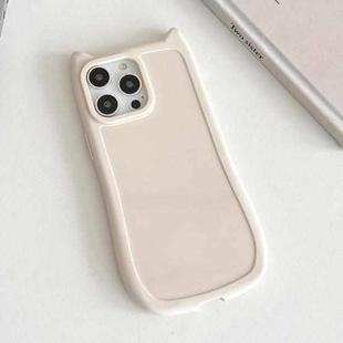 For iPhone 13 Pro Frosted Solid Color Cat Head TPU Phone Case(White)