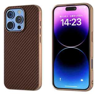 For iPhone 16 Pro Max Nano Electroplating Carbon Fiber Texture Phone Case(Dark Brown)